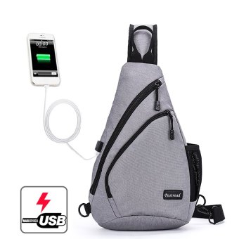 Korean Style Premium Shoulder Bag With External USB Port Phone Charger Travel Holder (Black) - Intl Juli 2019 - 2 Korean Style Premium Shoulder Bag With External USB Port Phone Charger Travel Holder (Black) - intl - 2