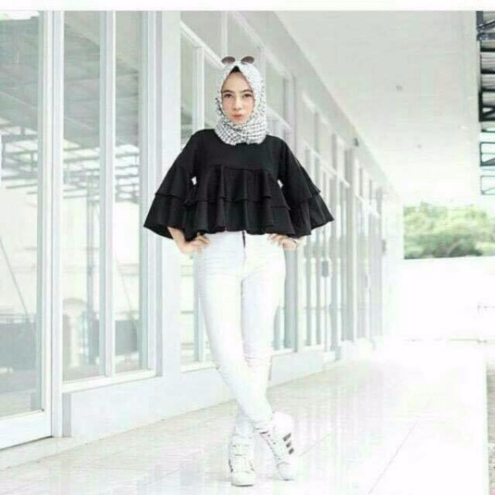 Labelledesgin Blouse Rumple Ruffle Yukki - Black