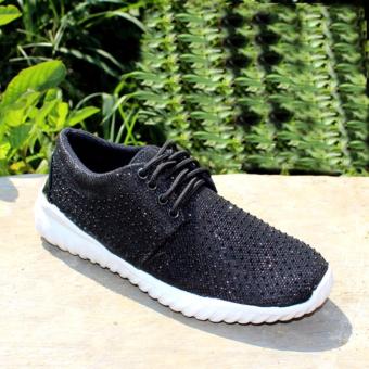 Lace Up Glitter Sneaker Wanita HD-32 Hitam April 2018 - 3 Lace Up Glitter Sneaker Wanita HD-32 Hitam - 3