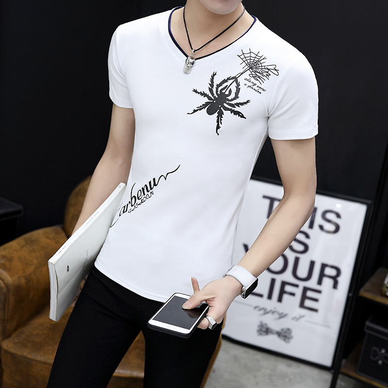 Versi Korea dari lengan panjang pria t shirt Slim bottoming kemeja Putih Source .