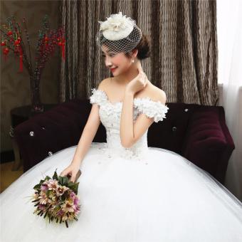 Gambar Leondo flower lace wedding dress off the shoulder floor length no train bridal dresses   intl