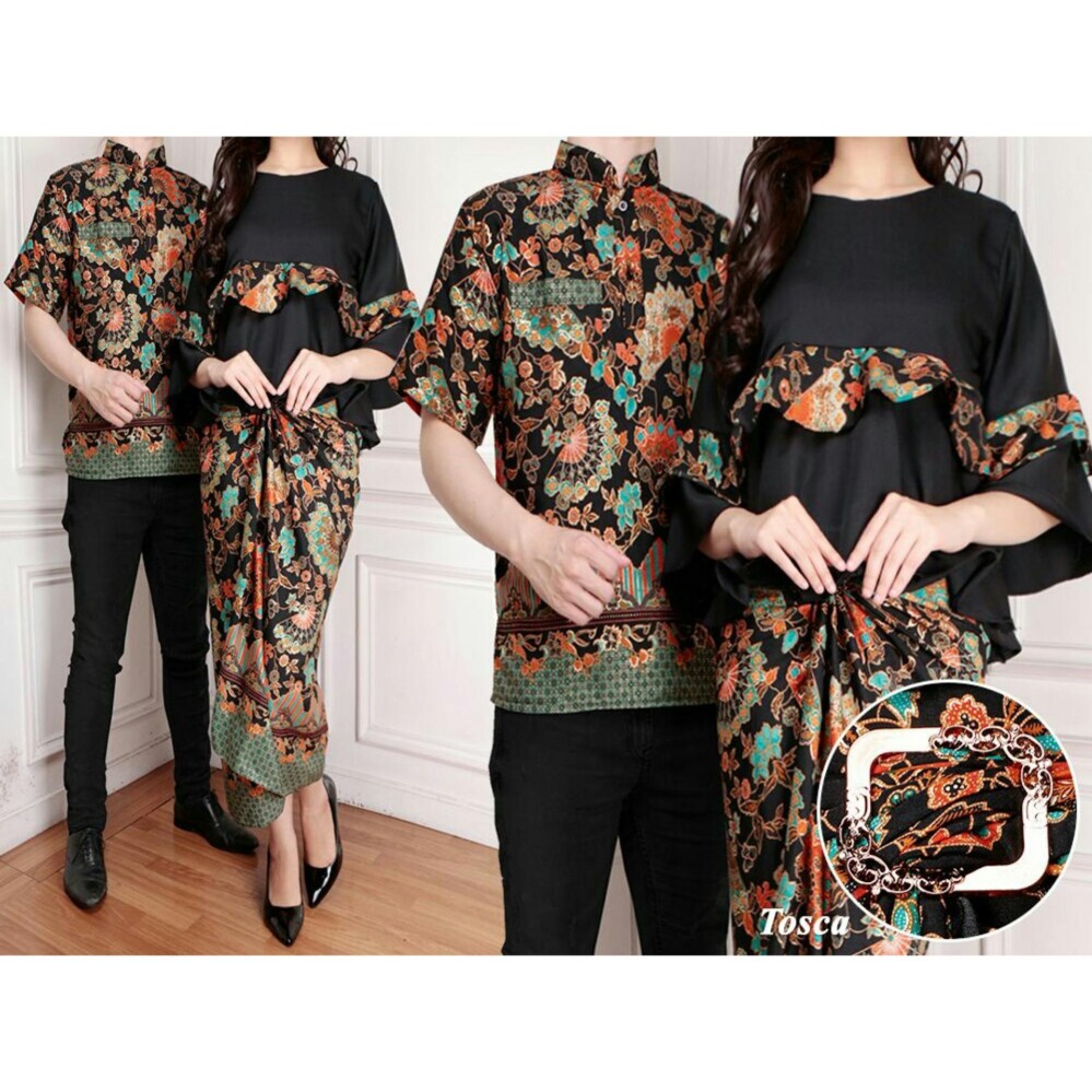 LF Couple Baju Batik Couple Kebaya Kutu Baru Kemeja Pria Modern (namayalu) 7T - MAROON / Kebaya Modern / Dress Gamis Pesta / Kemeja lengan pendek / Pakaian Muslim