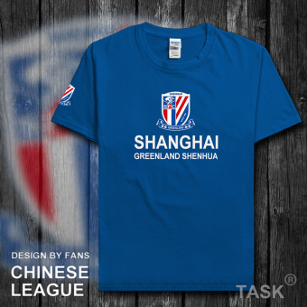 Gambar Liga Super katun lengan pendek t shirt (Lengan pendek biru tua)