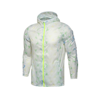 Gambar LINING afdl046 pria dan wanita beberapa model kebugaran mantel (Pria dasar putih dan biru hijau kuning dicetak 2)