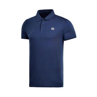 Gambar LINING aplm117 1 2 4 katun basket pria bernapas kemeja POLO kerah (Biru)