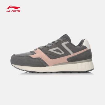 Gambar LINING ARCM006 Musim Semi Baru Perempuan Retro Klasik Kasual Sepatu (Bayangan abu abu putih susu kristal merah muda)