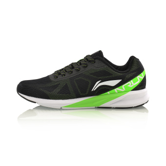 Gambar LINING arhm039 2 kasual seri berjalan siswa sepatu running sepatu lari (Hitam neon hijau putih)