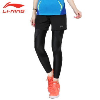 Gambar LINING asli kebugaran pakaian laki laki jas Legging pakaian legging celana (Perempuan suit K054 legging celana + celana pendek)