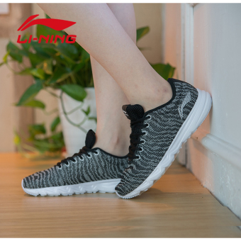Gambar LINING asli musim gugur dan musim dingin baru akar bantalan sepatu lari sepatu (New Basic Black yayasan putih)