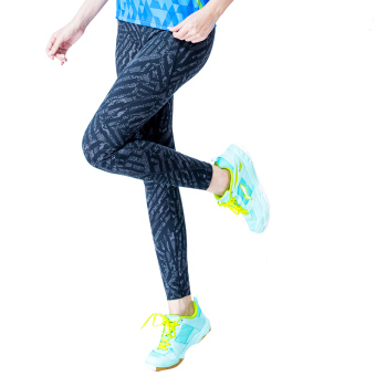 Gambar LINING aull082 pelatihan peregangan legging kebugaran celana celana bulu tangkis (Tan hitam)