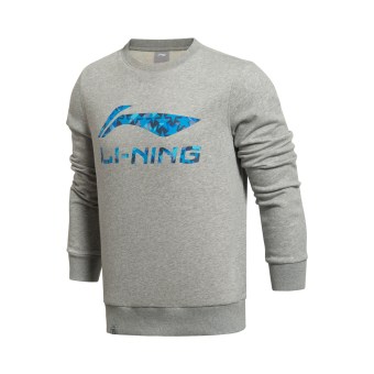 Gambar LINING AWDK407 sweater kebugaran kemeja kasual (Bunga berwarna abu abu)