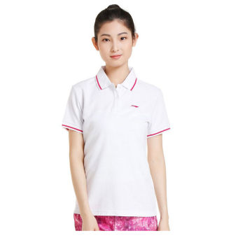 Gambar LINING Cepat Kering Bernapas Perempuan Lengan Pendek Atasan T shirt (Manik manik putih APLJ088 3)