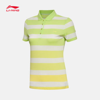 Gambar LINING GPLL002 kasual merajut perempuan baru kemeja POLO t shirt (Hijau lemon hijau kuning terang putih 2)
