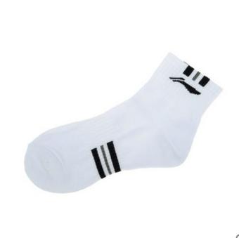 Gambar LINING hitam musim semi pelatihan baru kaus kaki pria kaus kaki kaus kaki (AWSK045 3 putih hitam)