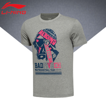 Gambar LINING kapas musim panas ayat bernapas leher bulat t shirt t shirt (Bunga berwarna abu abu)