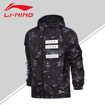 Gambar LINING mal baru ayat yang sama tahan angin kebugaran kemeja jaket (Standar hitam sepotong dicetak)