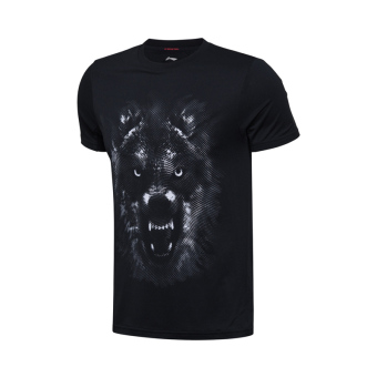 Gambar LINING merajut baru pria musim panas kasual kebugaran kemeja t shirt (Standar hitam 1)