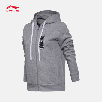 Gambar LINING musim gugur baru berkerudung Shishang sweater kardigan olahraga olahraga jaket (Bunga berwarna abu abu)