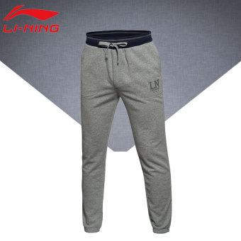 Gambar LINING musim semi dan musim gugur Slim bagian tipis bernapas kebugaran kasual celana celana panjang pria (Bunga berwarna abu abu)