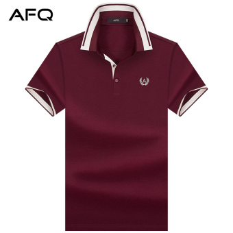 Gambar Longgar kasual katun mercerized warna solid kemeja POLO yard besar t shirt (Berwarna merah keunguan)