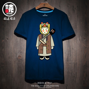 Gambar Longgar musim panas Jepang Sea ayah t shirt (Biru tua Wei Xiaobao CIP) (Biru tua Wei Xiaobao CIP)