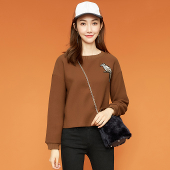 Gambar LOOESN Korea Fashion Style musim dingin baru leher bulat sweater (Coklat)