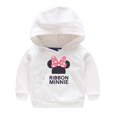 Lucu katun putih berkerudung pullover merah muda Hoodie (Putih)