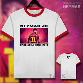 Harga Ma Er neymar11 katun pakaian sepak bola lengan pendek penuh kasih
kemeja t shirt (Hit warna kerah merah tepi hitam kata) Online Murah