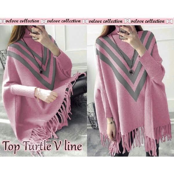 mamamia collection - blouse wanita top turtle v line / kemeja wanita / hijab