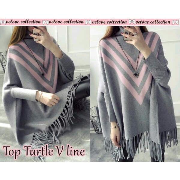 mamamia collection - blouse wanita top turtle v line / kemeja wanita / hijab