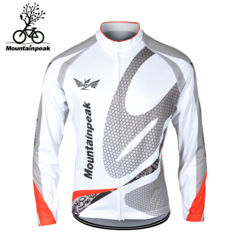 Gambar Mountainpeak bulu hangat tahan angin sepeda jersey lengan panjang kemeja (Keren Chi ditambah versi beludru putih)
