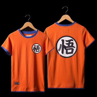 Gambar Mucunsanshe pria katun lengan pendek leher bulat remaja t shirt (Oranye Dragon Ball 01 Wukong) (Oranye Dragon Ball 01 Wukong)