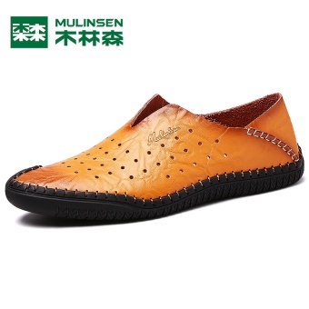 Gambar MULINSEN baru baru sandal kulit sepatu pria kasual (Coklat)