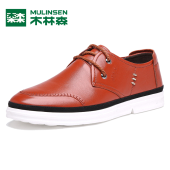 Gambar MULINSEN Inggris Kulit Sepatu Kets Pria Sepatu Pria (Merah coklat)