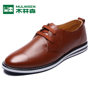Gambar MULINSEN Korea Fashion Style kulit renda sepatu pria kasual sepatu pria kasual sepatu kulit (Coklat)