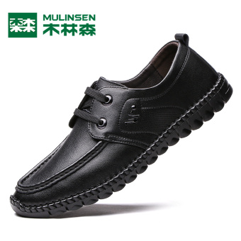 Gambar MULINSEN kulit musim gugur baru muda bisnis kasual sepatu kulit sepatu pria (Hitam)