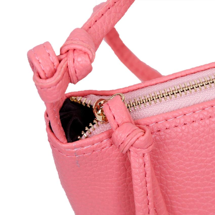 Naomi PU Leather Crossbody Bag Free Mini Pouch Tas Selempang Wanita Peach .
