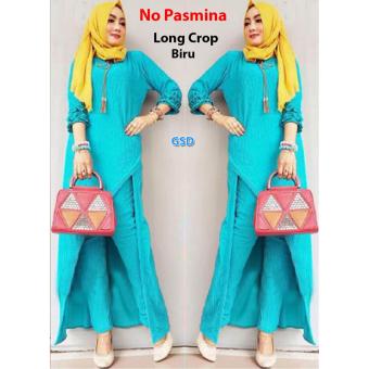 Gambar NCR Setelan Baju Muslim Wanita Terbaru Set Long Crop Blue