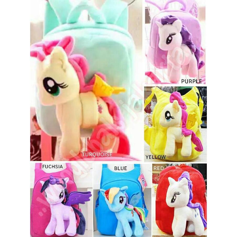 New Koleksi Terbaru Tas 3D Bludru Halus Velour Plush Pegasus Kuda Poni Backpack Import