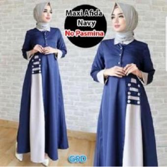 Gambar Nicer Gamis Syari Simple Elegant Maxi Afida Navy