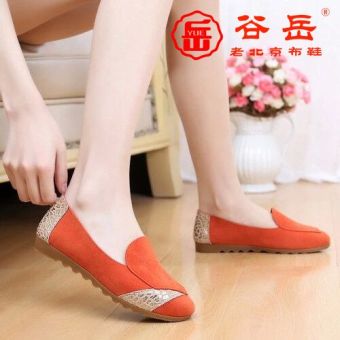 Gambar Old Beijing lembut bawah datar dengan non slip mengemudi sepatu sepatu (Oranye)