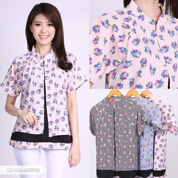 Omah Fesyen Geavani Flowery Layer Blouse Color: Blue Omah Fesyen Geavani Flowery Layer Blouse Color: Blue