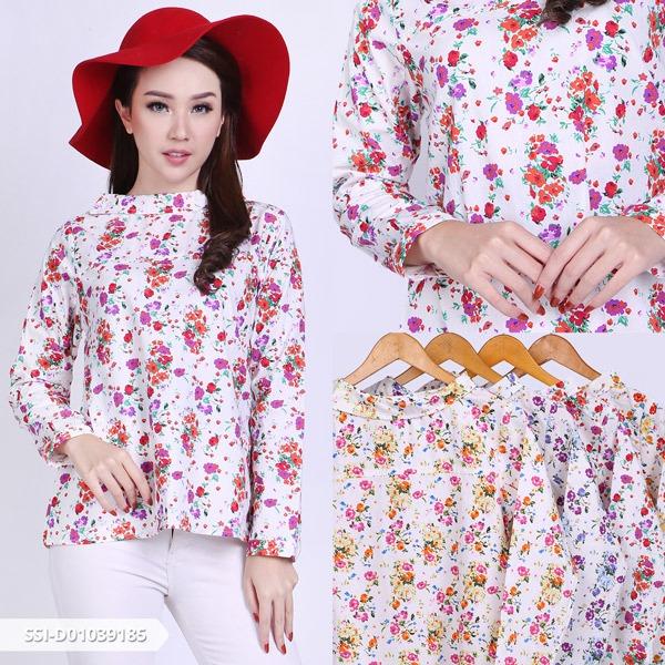 Omah Fesyen Lonissa Flowery Longsleeve Blouse Color: Yellow
