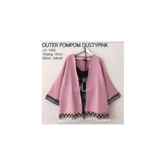 Gambar Pakaian Wanita New Outer Pom Pom Songket Dusty Pink