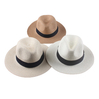 ... Panas Wanita Topi Jerami Bertepi Lebar Dan Terkulai Matahari PantaiLiburan Santai Lipat Topi Putih Krem