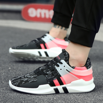 Pasang laki-laki Korea Fashion Style laki-laki pasang sepatu semangat sepatu sneaker (Hitam dan oranye)