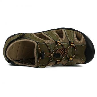 ... PATHFINDER Pria Flat Leather Sepatu Sandal Sporty Slipper (Hijau) -intl - 5