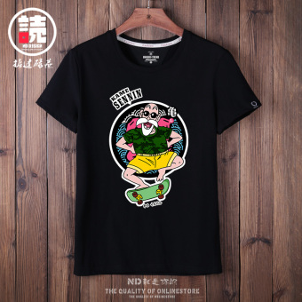 Gambar Penyu peri Jepang lengan pendek t shirt (Hitam skateboard penyu peri) (Hitam skateboard penyu peri)