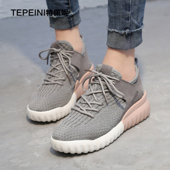 Perempuan ringan bernapas bantalan sepatu wanita sepatu lari (Single-layer + Abu-abu)