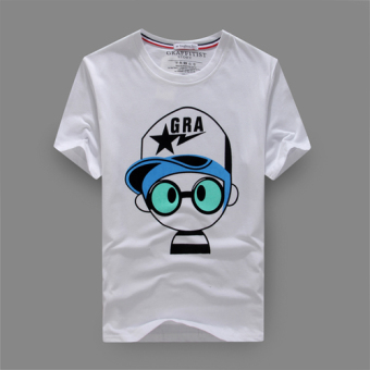 Gambar Pinocchio Korea Fashion Style Khusus Dicetak Lengan Pendek T shirt (HB839 putih)